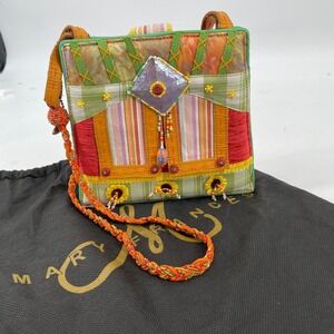 Mary Frances Embellished Beaded Shoulder Bag Colorful Tapestry Purse